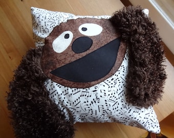 Rowlf Inspired Appliqued Pillow Sham with Floppy Ears and Musical Note Fabric