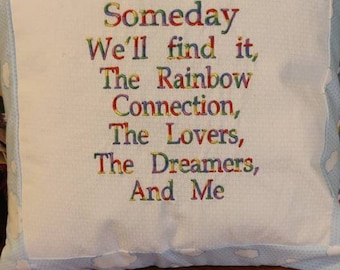 Rainbow Connection Embroidered Pillow Sham with Cloud and Rainbow Fabric
