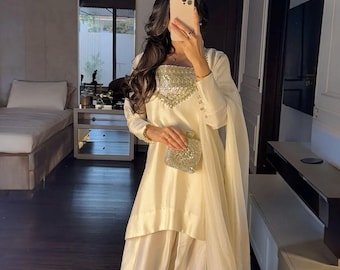 Pink Farshi Shalwar Kameez für Frauen | Sheesha Seide 3-teiliger Anzug | Pakistanische indische Hochzeit Gastkleid | Luxus Festtags-Outfit