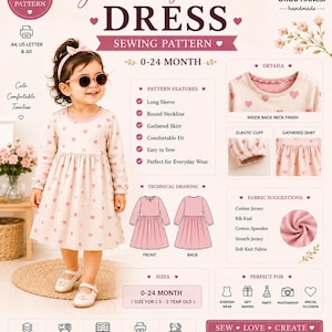 girls dress pattern knit etsy Boise Dress and Tunic PDF Sewing Pattern, Including Sizes 12 Months - 14  Years, Girls Dress, Knit Dress Pattern, Knit Tunic Pattern