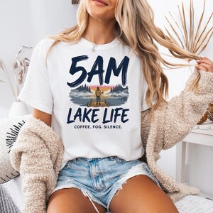 5AM Lake Life Shirt | Coffee Fog Silence Tee for Lake Lovers image 8