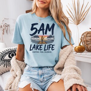 5AM Lake Life Shirt | Coffee Fog Silence Tee for Lake Lovers image 5
