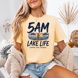 5AM Lake Life Shirt | Coffee Fog Silence Tee for Lake Lovers image 4