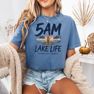 5AM Lake Life Shirt | Coffee Fog Silence Tee for Lake Lovers image 9