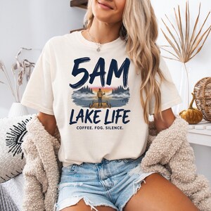 5AM Lake Life Shirt | Coffee Fog Silence Tee for Lake Lovers image 3