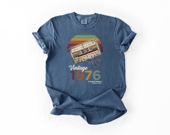 Vintage 1976 Cassette Tape Shirt, Retro Sunset 50th Birthday Tee