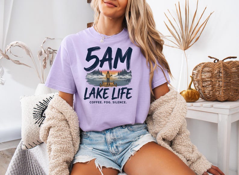 5AM Lake Life Shirt | Coffee Fog Silence Tee for Lake Lovers image 7