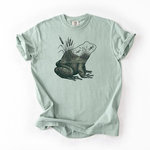 Frog Silhouette Pond Ecosystem Shirt, Wildlife Amphibian Art Tee, Wetland Conservation Apparel