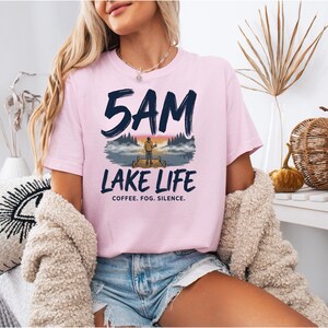 5AM Lake Life Shirt | Coffee Fog Silence Tee for Lake Lovers image 6