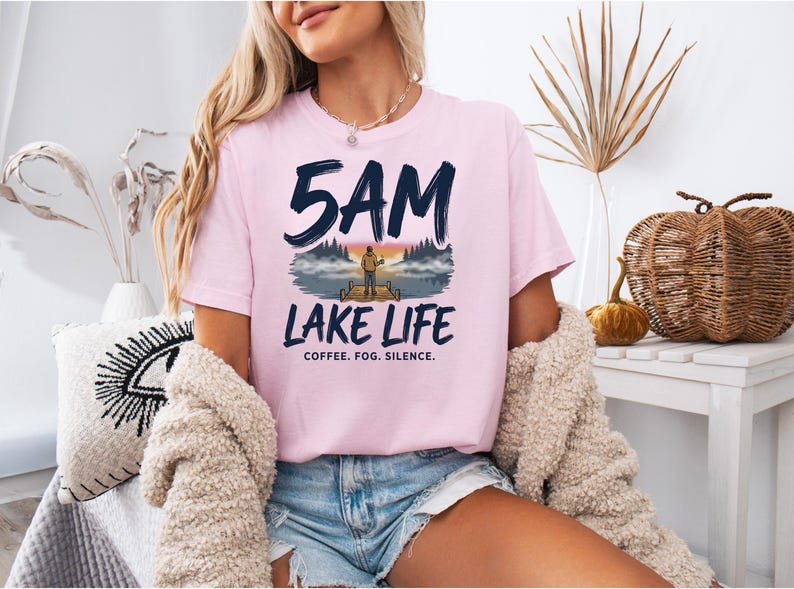 5AM Lake Life Shirt | Coffee Fog Silence Tee for Lake Lovers image 6