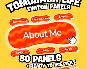Pack de panneaux Twitch Tomodachi Life : 80 bannières + texte prêt à l'emploi | Superposition de flux PNG (téléchargement instantané)