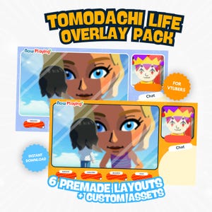 Tomodachi Life Stream Overlay Pack | VTuber PNGTuber Twitch Kick Youtube compatible Overlay (Instant Download)