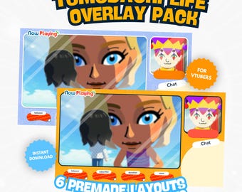 Pack de superpositions Life Stream Tomodachi | Overlay VTuber PNGTuber Twitch Kick Youtube compatible (téléchargement instantané)