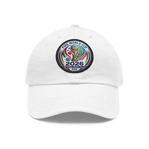 Gorra de papá del Mundial de la FIFA 26 con parche de cuero