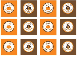 Thanksgiving Party Circles - PDF printable format personalized to make cupcake toppers or tags