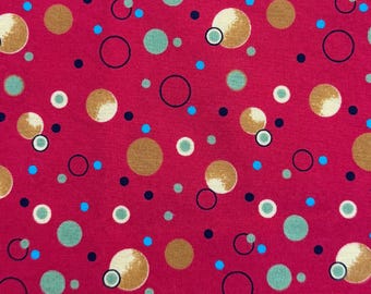 Circles on red Pilgrim & Roy cotton half yard, 1998