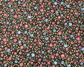 Vintage flower fabric, 1970's cotton, two pieces