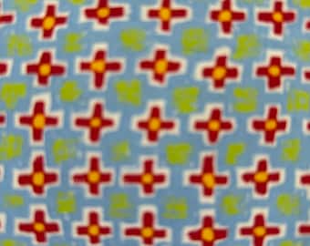 Red crosses on blue, vintage cotton half yard
