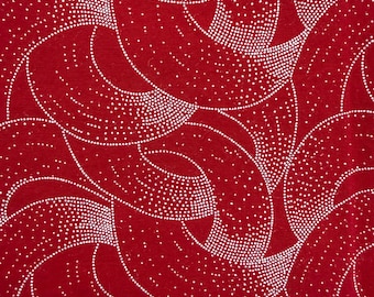 Vintage red and white cotton print half yard piece
