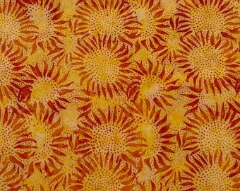 Sunflowers on golden yellow vintage cotton half yard piece