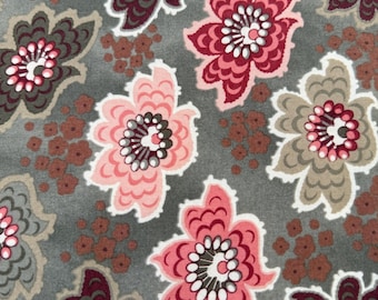 Vintage Moda green, pink and wine floral cotton print half yard