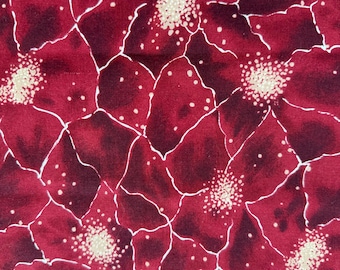Vintage deep claret flower print half yard