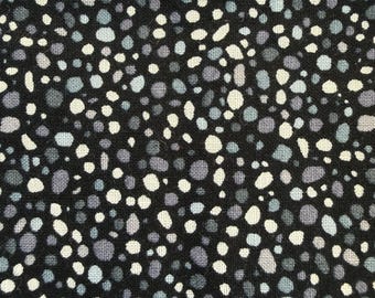 Tiny gray and white pebbles on black vintage cotton half yard