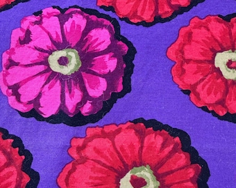 Rowan vintage cotton print, red flowers on deep purple half yard