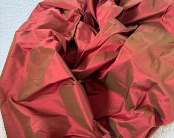 Vintage dupioni silk russet color with olive  overtones, 3 1/3 yards