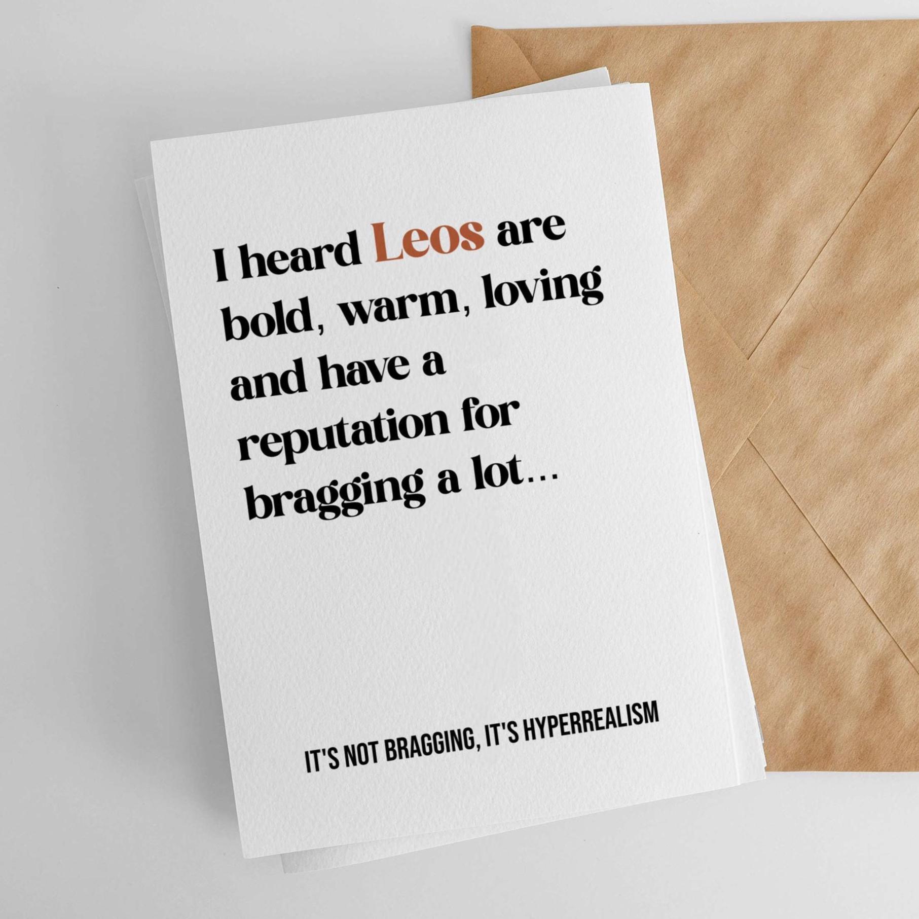Leo Birthday Greeting Card Funny Zodiac Sign Traits Sarcastic Gift Card 5x7 A5, Instant Digital Download, Last Minute Print