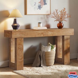 63” Console Table Wood Sofa Table Entryway Storage