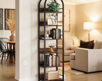 Arched 6 Tier Narrow Bookshelf