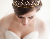 Tiara, Bridal Crown, Wired Crystal and Pearl Crown, Wedding Tiara - Celeste  MADE TO ORDER