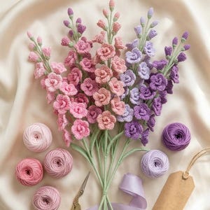 Freesia Crochet Flower Pattern PDF, Handmade Floral Bouquet Tutorial, Simple DIY Home Decor Pattern, Digital Pattern , Instant Download