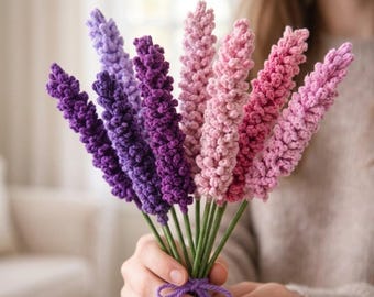 Lavender Crochet Pattern PDF| Perfect for Beginners | DIY Floral Decor| Digital Download for Weddings,Home Decor| Realistic Lavender Flower
