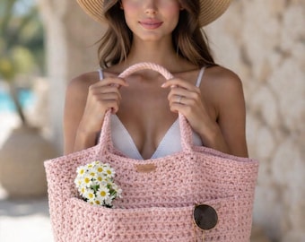 Crochet Tote Bag Pattern PDF, Easy Beach Bag Crochet Pattern, Summer Market Bag Tutorial, Beginner Friendly, Instant Download ,Easy Mesh Bag