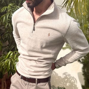 Pull Vintage Chaps 1/4 Zip - Bleu, Logo Brodé - Taille XL Homme - Très Bon état