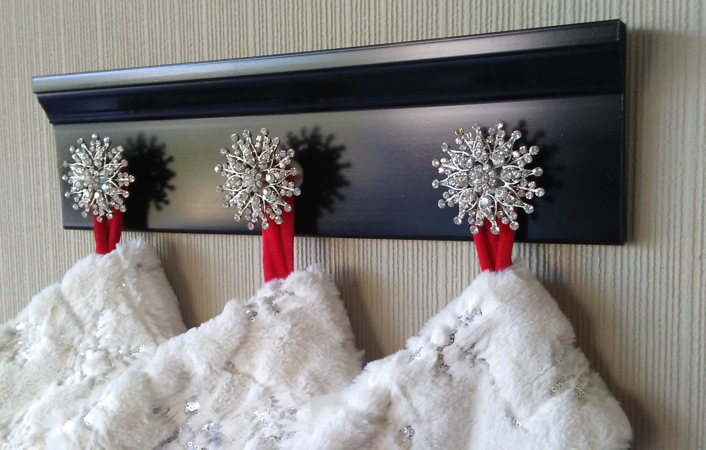 Christmas Stocking wall hanger.Elegant in Black W/ LARGE Bling Etsy