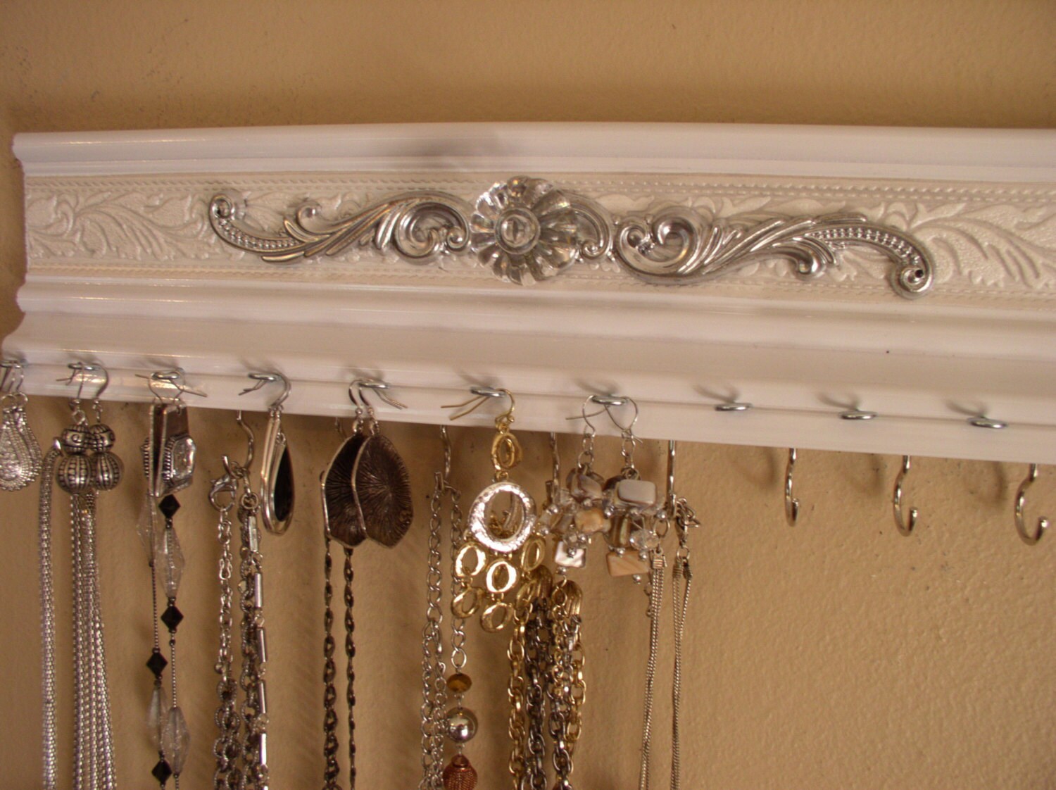 Jewelry organizer 11 hooks for necklaces space for 11 pairs Etsy