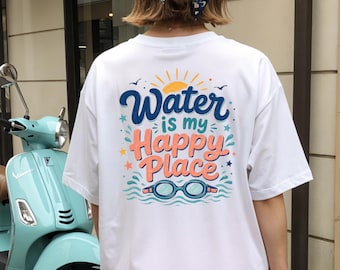 Schwimmerinnen Shirt, Water is my happy place, Schwimmen Design, Fitness Shirt für Schwimmer - Retro Swim - Schwimmverein, Schwimmwettkampf
