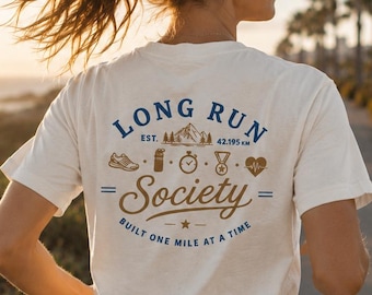 Longrun Society T-Shirt, Shirt for Runners, Gift for Joggers, Fitness Lover, Self Care Club, Jogging Tee, Running Swag, Long run club