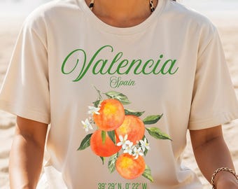 Orange Tee Spain Summer Vacation Tshirt Valencia Orange Lovers Unisex Cotton Shirt Summer Outfit Citrus Lover Gift Spain Travel T-shirt gift