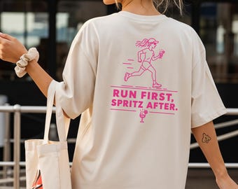 Run first Spitz after, sunday running club T-Shirt, Shirt for Runners, Gift for Joggers, Fitness Lover, Jogging Tee, Running, Aperol Spritz