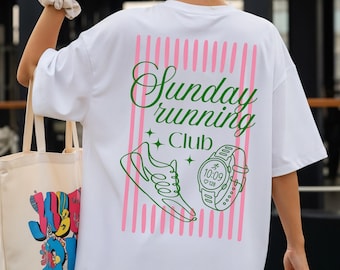sunday running club T-Shirt, Shirt for Runners, Gift for Joggers, Fitness Lover, Wellness Swag, Self Care Club, Jogging Tee, Running Swag