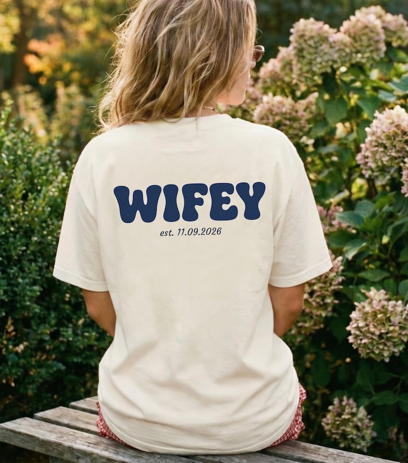 Camisa de pareja personalizada, camiseta de esposa y esposo, camiseta de pareja a juego, Geschenk für Paare, Hochzeit, Valentinstag, JGA, Braut, est. imagen 7