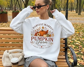 Pumpkin Farm Sweater, Cute Fall Sweatshirt, Halloween Pumpkin Latte Drink Cup, Pumpkin Spice Shirt, Herbst Sweatshirt, Cozy Season, Autumn
