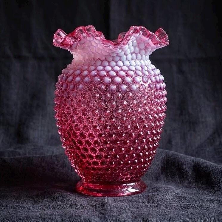 Fenton Hobnail Cranberry Vase - Etsy