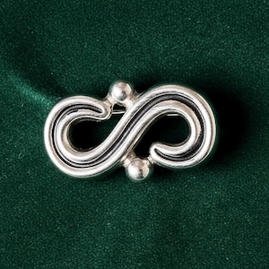 MMA Silver Infinity Brooch – Vintage Modernist Sterling Pin, Signed Mexico 925