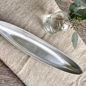 Vintage Calvin Klein Aluminum Ring Dish Sleek Elongated Jewelry Valet Tray Minimalist Silver Watch Holder Modern Dresser Decor