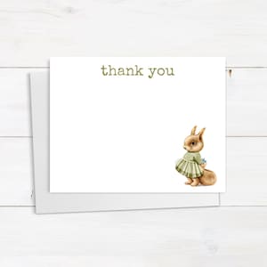 Vintage Chipmunk Stationery | Custom Dress Chipmunk Stationery | Personalized Notecard | Printed | Minimal Thank You | Girls Note Card